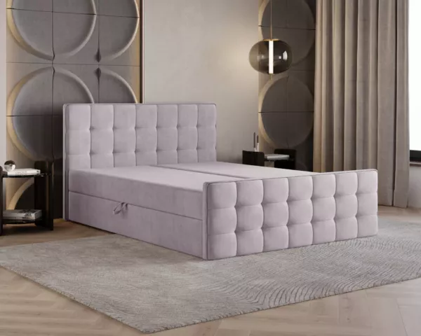 Łóżko kontynentalne VELIA | czarne | - obrazek 5