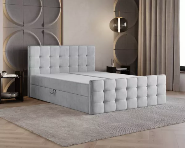 Łóżko kontynentalne VELIA | czarne | - obrazek 6