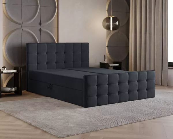 Łóżko kontynentalne VELIA | czarne | - obrazek 7