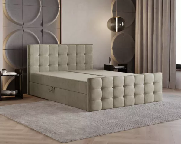 Łóżko kontynentalne VELIA | czarne | - obrazek 3