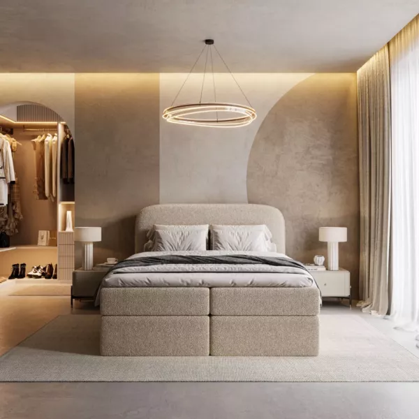 Łóżko kontynentalne Dream | beżowe | - obrazek 4