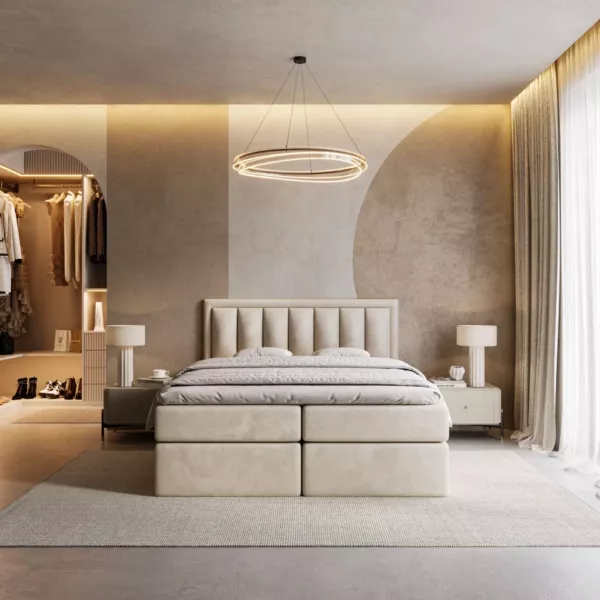 Łóżko kontynentalne SERENO | jasny beż | - obrazek 5
