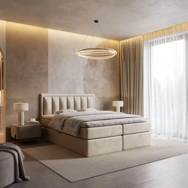 Łóżko kontynentalne SERENO | jasny beż | - obrazek 4