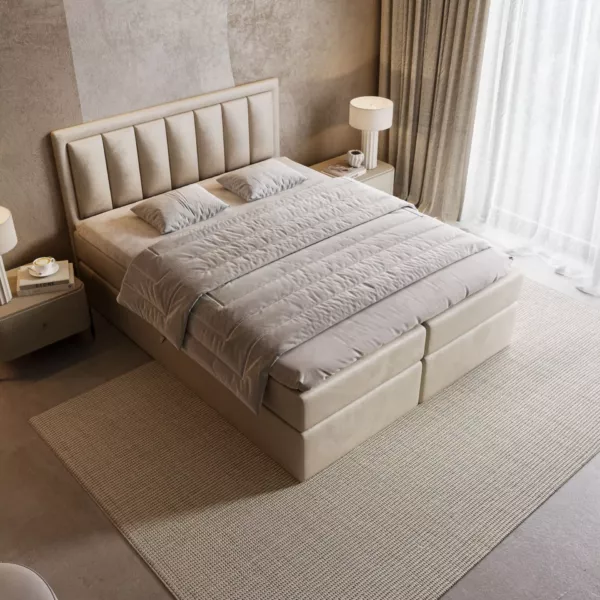 Łóżko kontynentalne SERENO | jasny beż | - obrazek 3