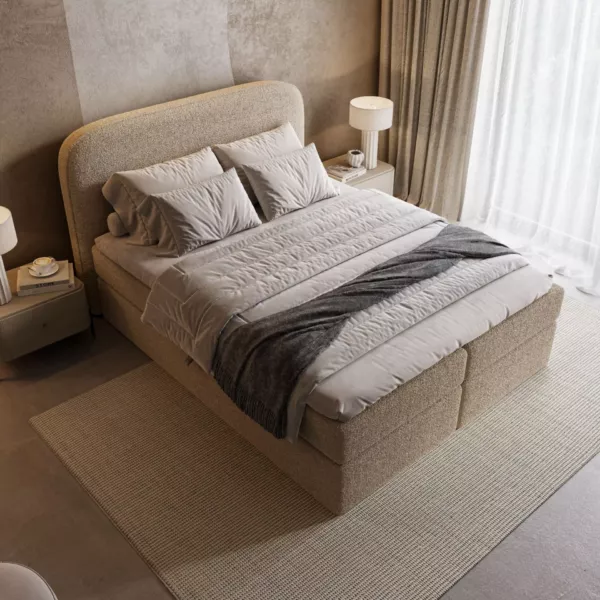 Łóżko kontynentalne Dream | beżowe | - obrazek 3