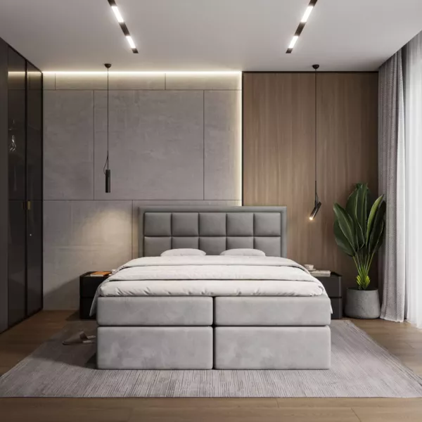 Łóżko kontynentalne Modern | szare | - obrazek 3