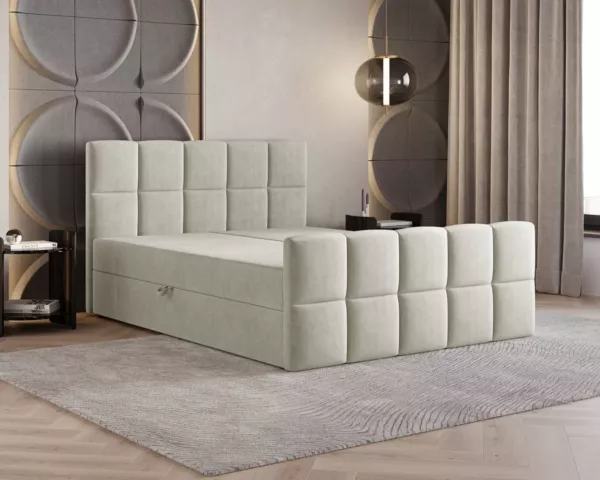 Łóżko kontynentalne Monaco | chłodny beż | - obrazek 10