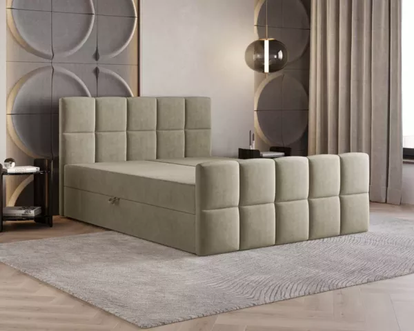 Łóżko kontynentalne Monaco | chłodny beż | - obrazek 7