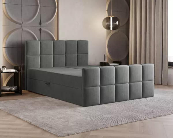 Łóżko kontynentalne Monaco | chłodny beż | - obrazek 3